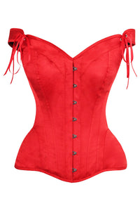 Top Drawer Red Satin Steel Boned Corset w/Straps