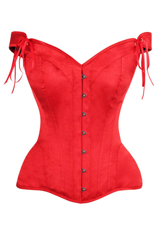 Top Drawer Red Satin Steel Boned Corset w/Straps