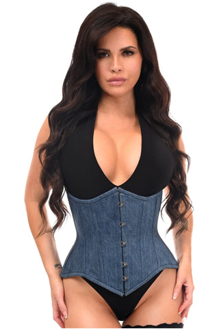Top Drawer Denim Double Steel Boned Waist Training Corset Cincher