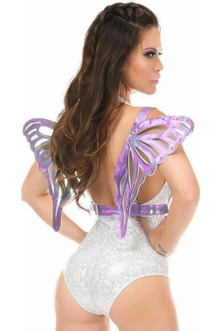Lavender Holo Large Butterfly Wing Body Harness - Daisy Corsets