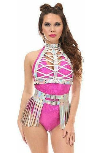 Silver Hologram Fringe Mini Skirt - Daisy Corsets