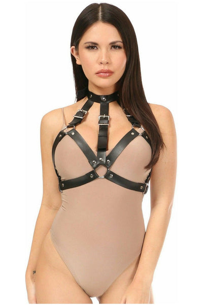Black Vegan Leather Body Harness - Daisy Corsets