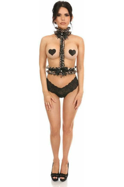 Kitten Collection Leopard Velvet Single Strap Body Harness - Daisy Corsets