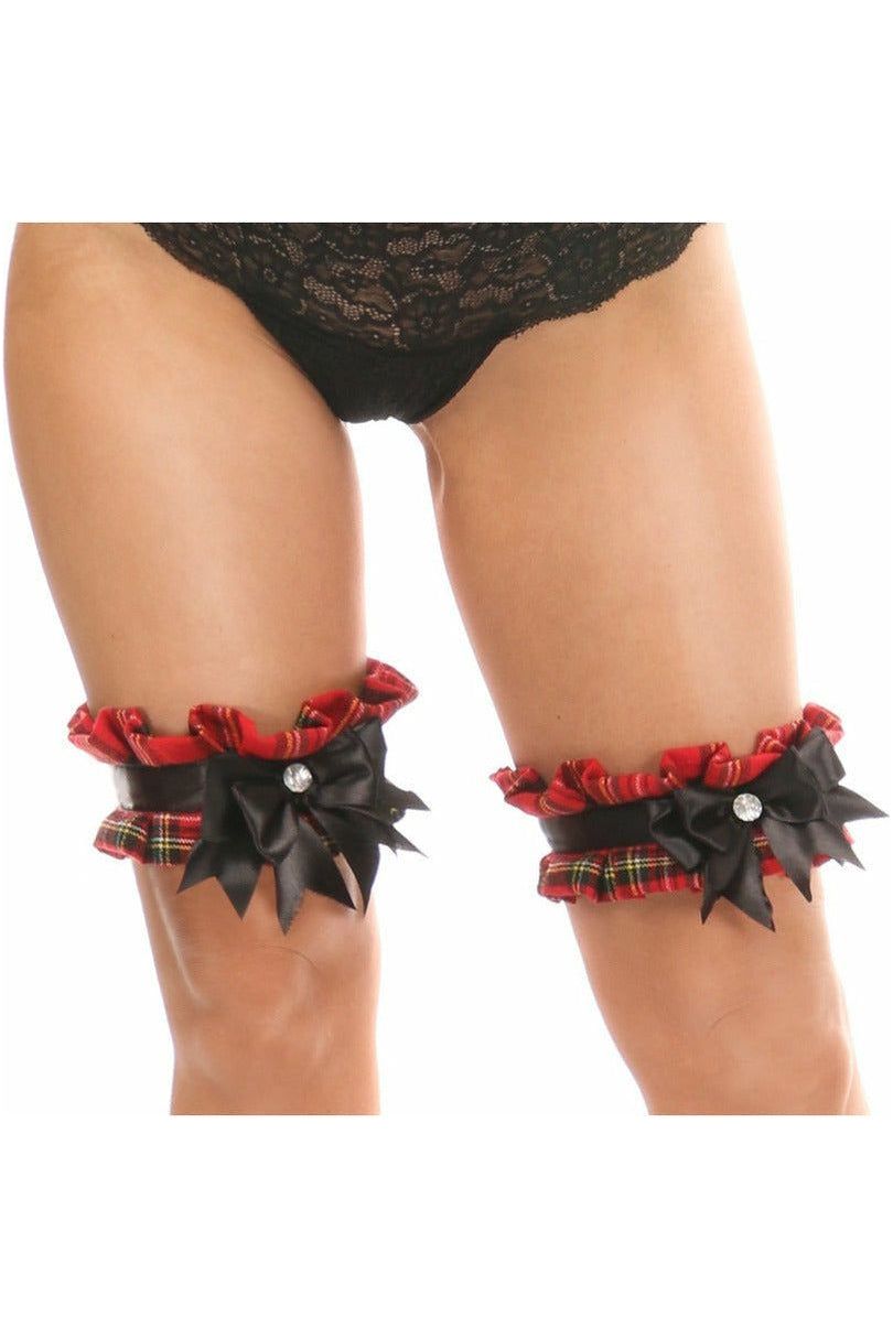 Kitten Collection Red Plaid Leg Garters (Set of 2) - Daisy Corsets