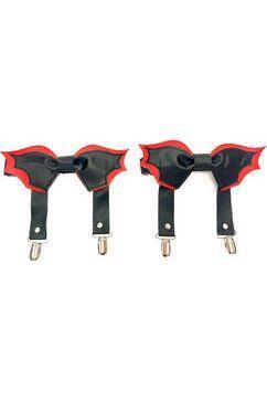 Black/Red Bat Leg Garters