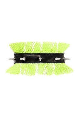 Kitten Collection Neon Green/Black Fishnet Spike Choker