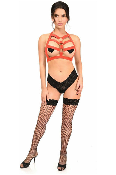 Red Stretchy Body Harness w/Gold Hardware - Daisy Corsets