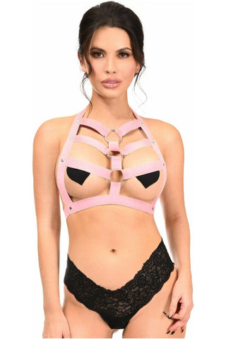 Lt Pink Stretchy Body Harness w/Silver Hardware - Daisy Corsets