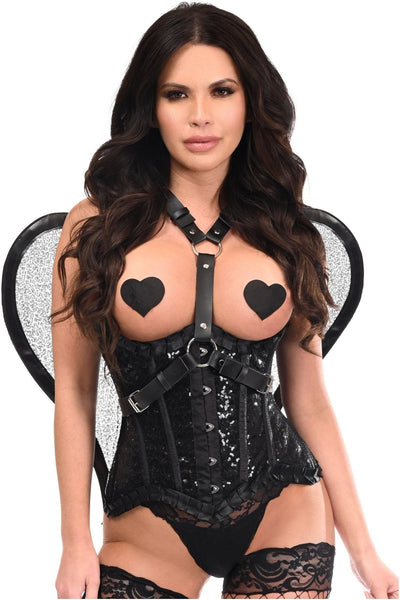 Black Sequin Angel Wings Body Harness