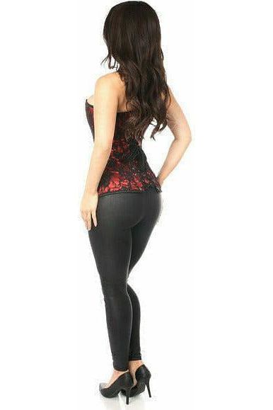 Lavish Red Lace Front Zipper Corset - Daisy Corsets