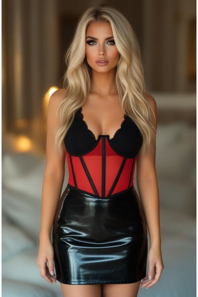 LIMITED EDITION Lavish Red Mesh Open Cup Waist Cincher