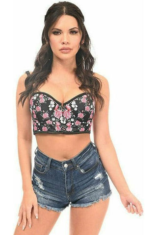 Lavish Pink Floral Underwire Short Bustier - Daisy Corsets