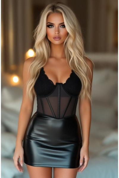 LIMITED EDITION Lavish Black Mesh Open Cup Waist Cincher