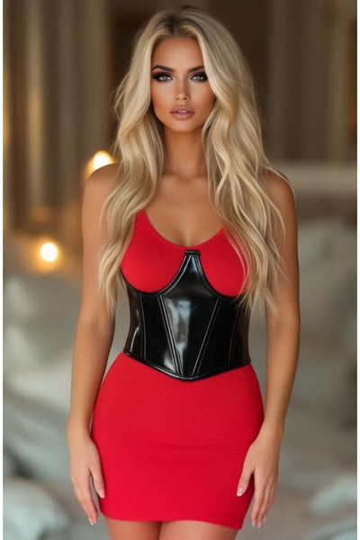 LIMITED EDITION Lavish Black Patent Open Cup Underwire Waist Cincher