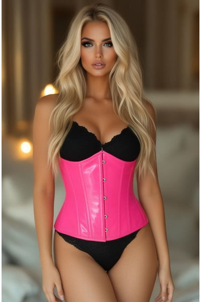 Lavish Hot Pink Patent Underbust Corset