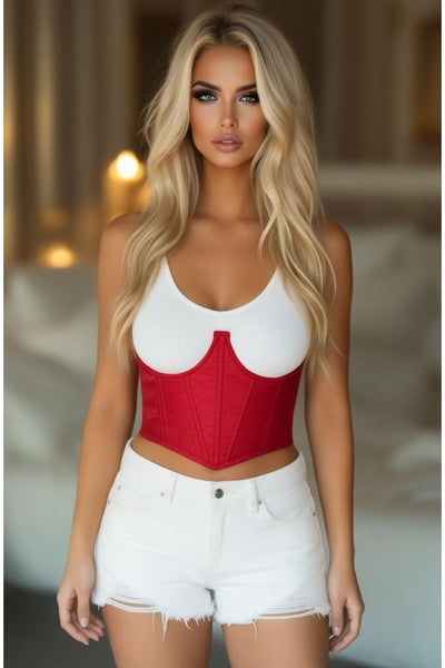 LIMITED EDITION Lavish Wine Brocade Open Cup Waist Cincher