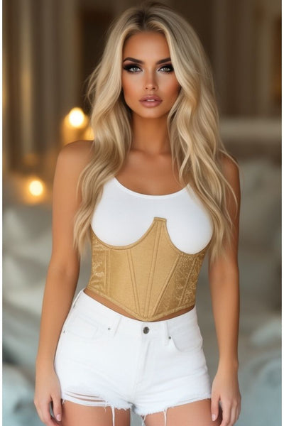 LIMITED EDITION Lavish Gold Brocade Open Cup Waist Cincher