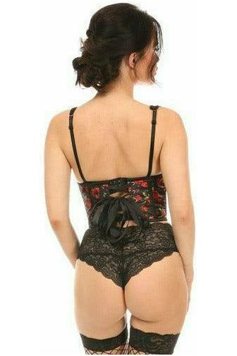Lavish Red Roses Satin Open Cup Waist Cincher - Daisy Corsets