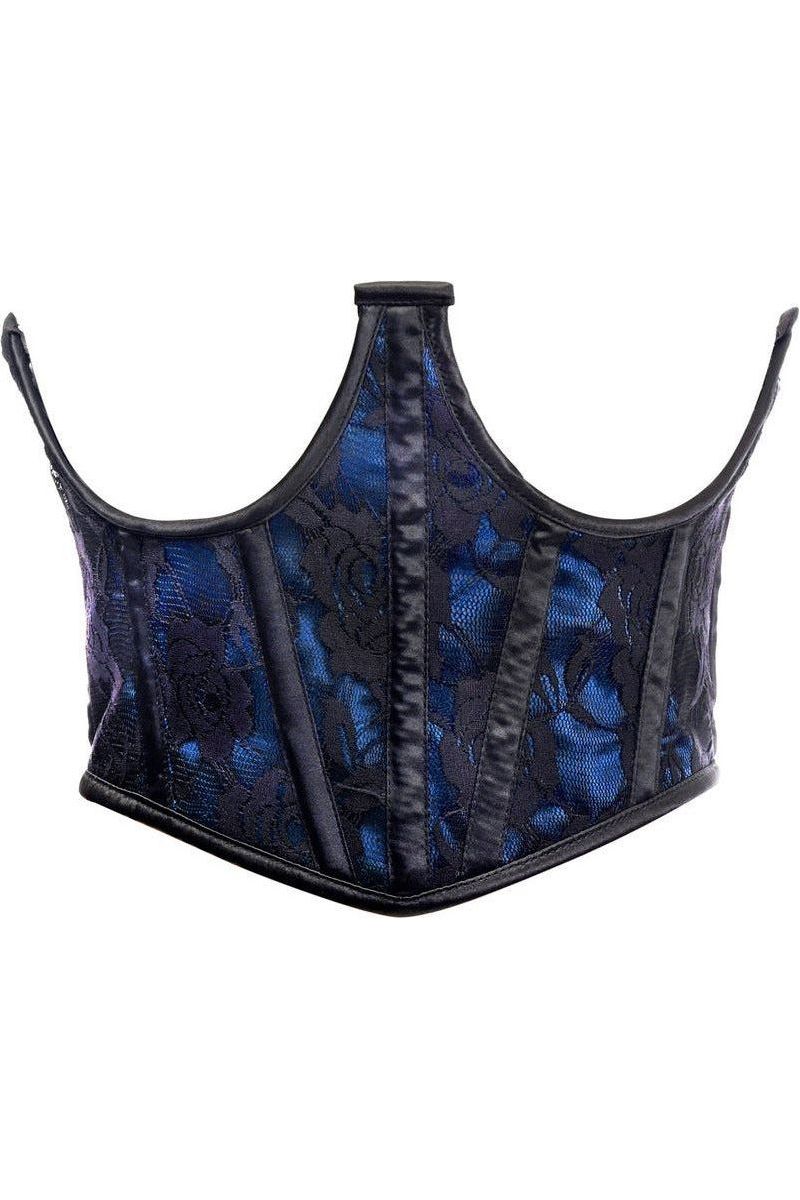 Lavish Blue w/Black Lace Overlay Open Cup Waist Cincher