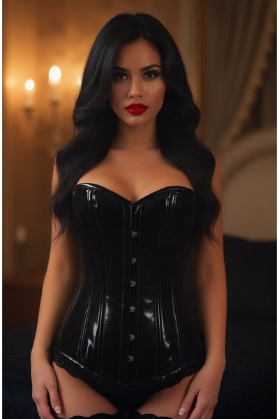 Lavish Black Patent Overbust Corset