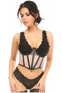 Lavish Lt Pink Fishnet Underwire Open Cup Waist Cincher - Daisy Corsets