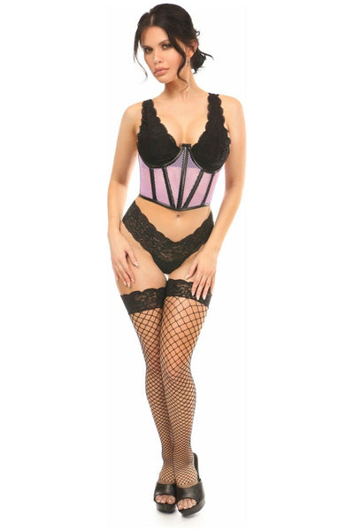 Lavish Lt Purple Fishnet Underwire Open Cup Waist Cincher - Daisy Corsets