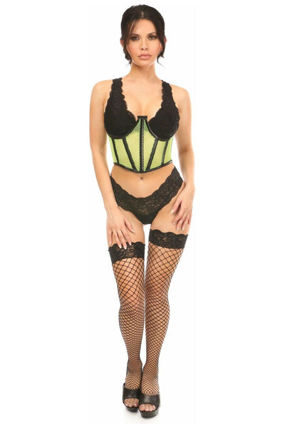 Lavish Neon Green Fishnet Underwire Open Cup Waist Cincher - Daisy Corsets