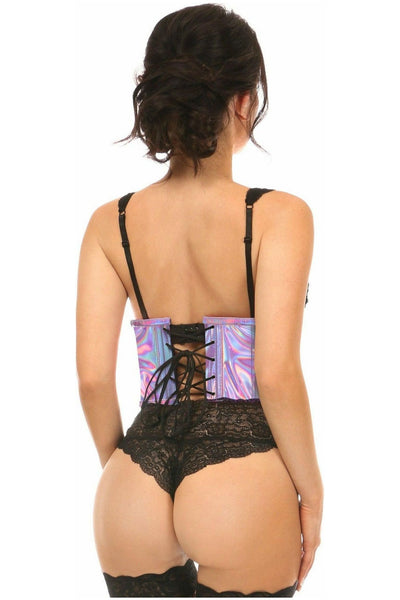 Lavish Lavender Holo Open Cup Underwire Waist Cincher - Daisy Corsets