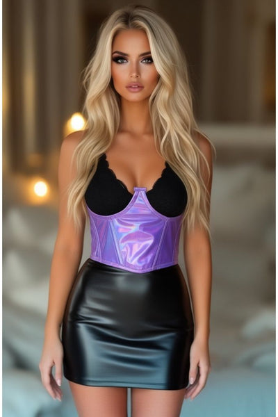 Lavish Lavender Holo Open Cup Underwire Waist Cincher