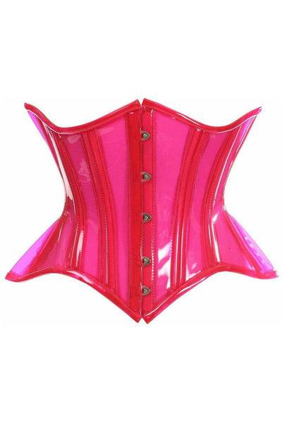 Lavish Pink Clear Curvy Underbust Waist Cincher Corset - Daisy Corsets