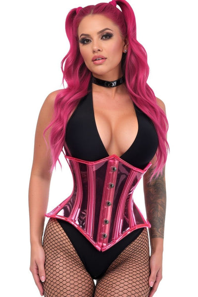 Lavish Pink Clear Curvy Underbust Waist Cincher Corset