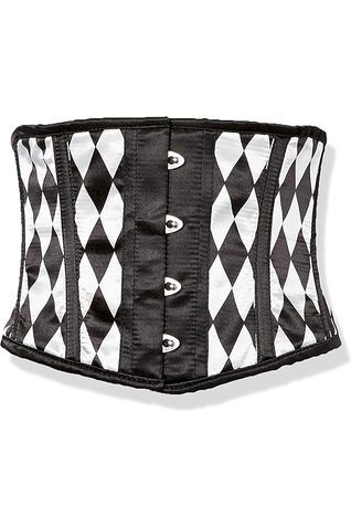 Lavish Black & White Diamond Waist Cincher Corset