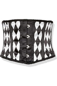 Lavish Black & White Diamond Waist Cincher Corset
