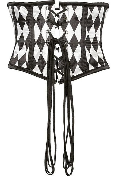 Lavish Black & White Diamond Waist Cincher Corset