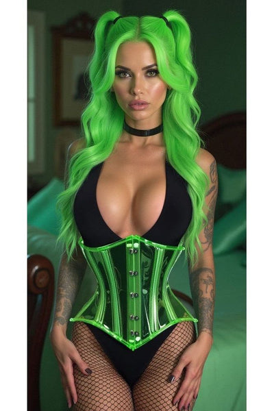 Lavish Green Clear Curvy Underbust Waist Cincher Corset