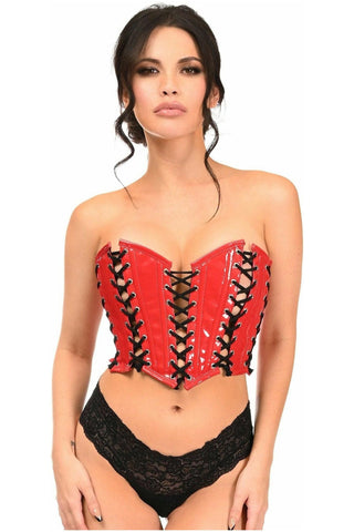 Lavish Red Patent w/Black Lacing Lace-Up Bustier - Daisy Corsets