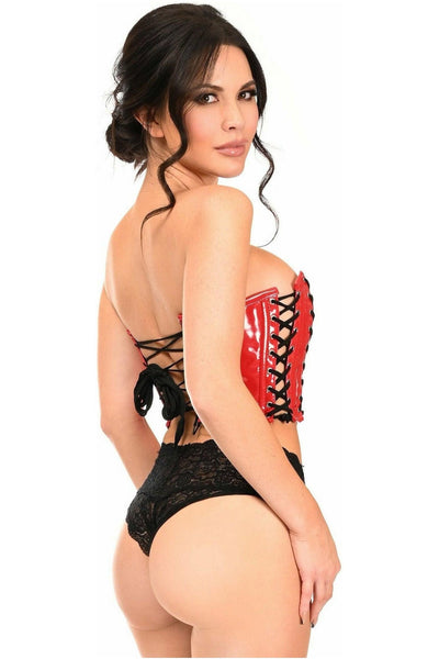 Lavish Red Patent w/Black Lacing Lace-Up Bustier - Daisy Corsets