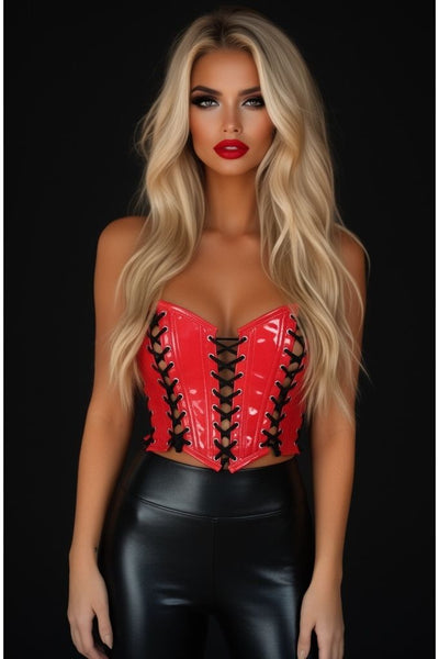 Lavish Red Patent w/Black Lacing Lace-Up Bustier