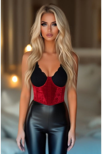Lavish Red Velvet Underwire Waist Cincher Corset