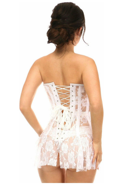 Lavish White Sheer Lace Corset Dress - Daisy Corsets