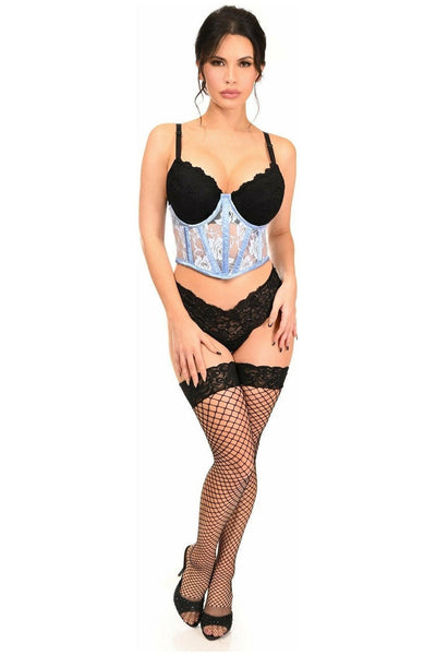 Lavish Lt Blue Sheer Lace Underwire Waist Cincher Corset - Daisy Corsets