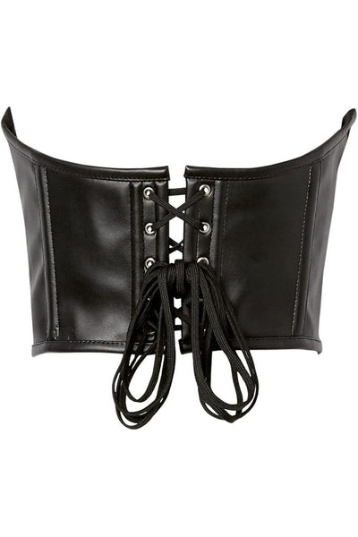 Lavish Black Faux Leather Underwire Cincher Corset