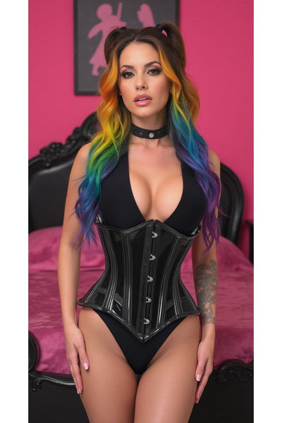 Lavish Black Clear Curvy Underbust Waist Cincher Corset