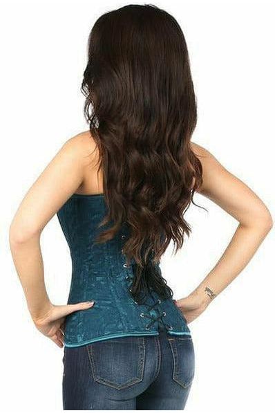 Lavish Dark Teal Lace Overbust Corset w/Zipper - Daisy Corsets