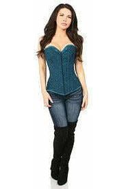 Lavish Dark Teal Lace Overbust Corset w/Zipper - Daisy Corsets