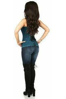 Lavish Dark Teal Lace Overbust Corset w/Zipper - Daisy Corsets