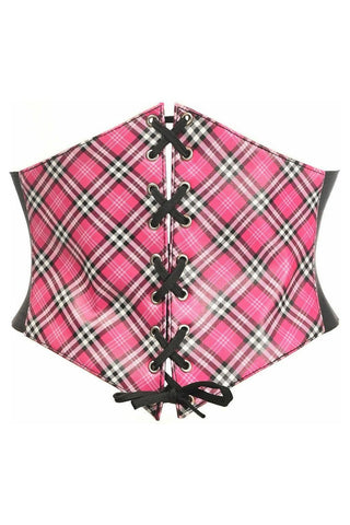 Lavish Pink Plaid Lace-Up Corset Belt Cincher - Daisy Corsets
