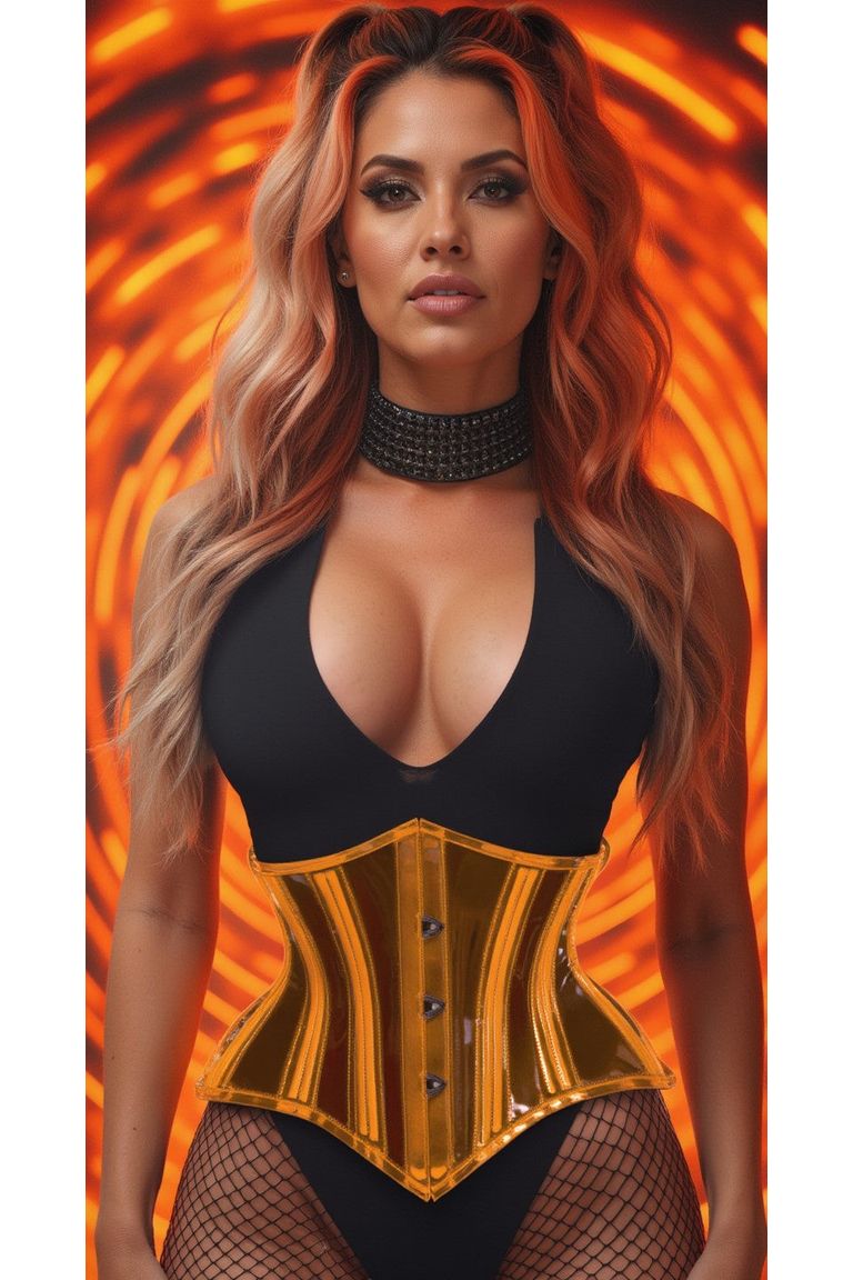 Lavish Clear Orange Curvy Cut Mini Cincher Corset