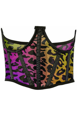 Lavish Rainbow Animal Print Mesh Open Cup Waist Cincher - Daisy Corsets