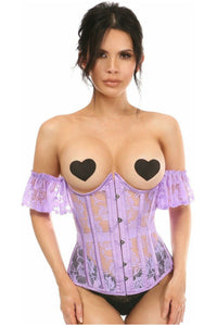 Lavish Sheer Lavender Lace Underbust Underwire Corset w/Ruffle Sleeve - Daisy Corsets